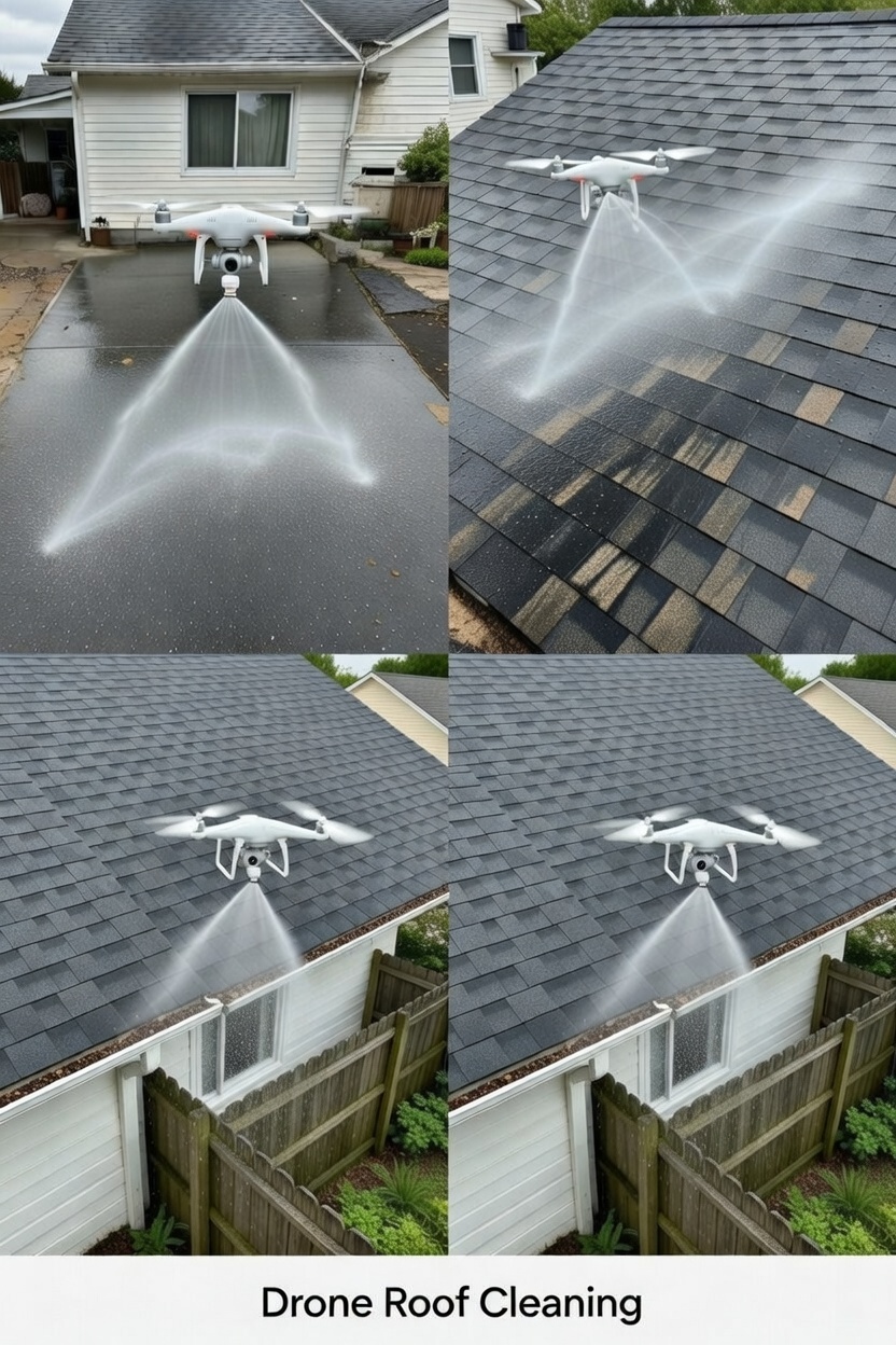 Commercial grade pressure washing equipment drone exterior solutions