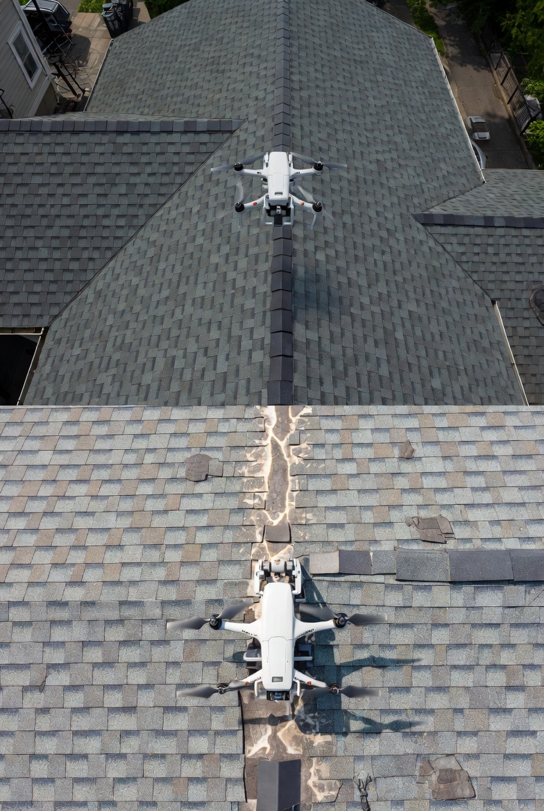 Before after drone roof cleaning commercial building Surrey
