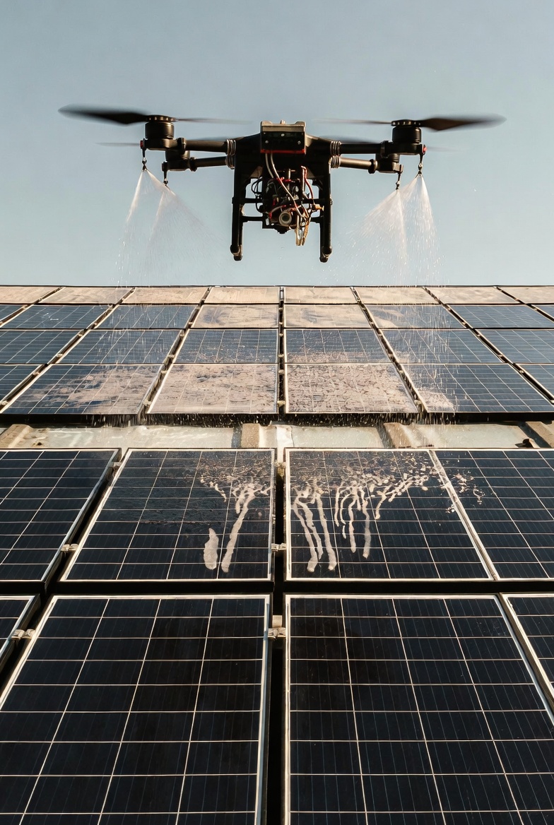 Drone solar panel cleaning commercial property Hampshire
