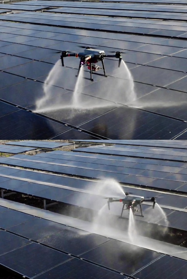 Drone solar panel cleaning commercial property Hampshire