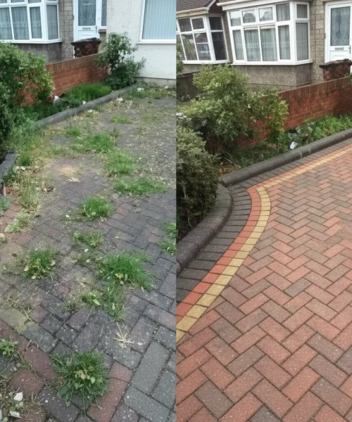 Driveway cleaning completed in Winchester Hampshire using pressure washing, soft wash treatment and fresh kiln dried sand